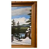 Signed Original Locomotive Oil Painting