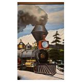 Signed Original Locomotive Oil Painting