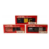 Lionel O Scale Hi-Cube Box Car Set: Illinois Central, Chessie, Norfolk & Western