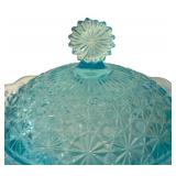Vintage Fenton Light Blue Daisy and Button Candy Dish, Fenton Glass, Trinket Dish