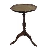 Vintage Wood Pedestal Accent Table with Scalloped Edge