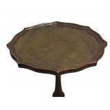 Vintage Wood Pedestal Accent Table with Scalloped Edge