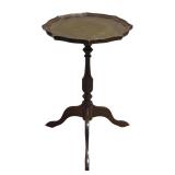 Vintage Wood Pedestal Accent Table with Scalloped Edge