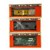 Lionel Burlington Northern, Chicago Northwestern, and Union Pacific Train Cars