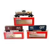Lionel Grand Trunk and Union Pacific Box Cars with Texaco Tank Car