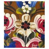 Vintage Wooden Hand Painted Plate with Floral Design