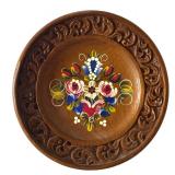 Vintage Wooden Hand Painted Plate with Floral Design