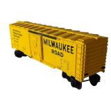 Lionel O and 027 Gauge Milwaukee Road Box Car, Erie Lakawanna Box Car and D&RGW Cookie Box Car