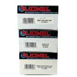 Lionel O Gauge Rolling Stock Lot: Soo Line Box Car, Santa Fe Box Car and Great Northern Ore Car