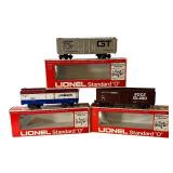Lionel Grand Trunk Western Reefer, Rock Island Box Car and Johnson Wax Box Car