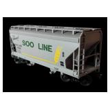 Lionel Electric Train Cars Set with Boxes - Red Wing Shoes Flat Car, SOO Line Hopper and M&STL Ore Car