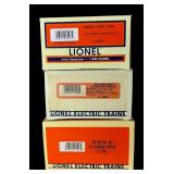 Lionel Electric Train Cars Set with Boxes - Red Wing Shoes Flat Car, SOO Line Hopper and M&STL Ore Car