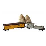 Lionel Pacific Fruit Express Refrigerator Car, DL&W Caboose and Artificial Coal Bags