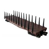 Lionel O Gauge Train Cars including Norfolk & Western Hopper, New York Central Flat Car with Stakes and Illinois Central Box Car