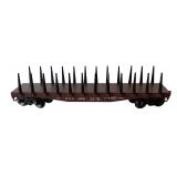 Lionel O Gauge Train Cars including Norfolk & Western Hopper, New York Central Flat Car with Stakes and Illinois Central Box Car