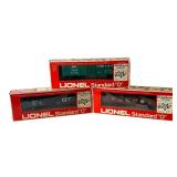 Lionel Standard O Freight Cars Lot: Southern Pacific Gondola, Grand Trunk Western Gondola and New York Central Box Car