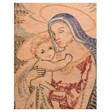 Lovely Vintage Madonna & Child Framed Needlepoint Art
