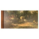Large Framed Country Scene Print Under Glass