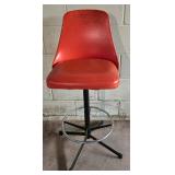 Vintage  Orange Vinyl Upholstered Counter-Height Stool