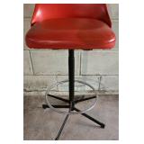 Vintage  Orange Vinyl Upholstered Counter-Height Stool