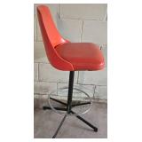 Vintage  Orange Vinyl Upholstered Counter-Height Stool