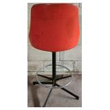 Vintage  Orange Vinyl Upholstered Counter-Height Stool