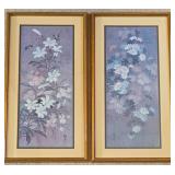 Two Framed Vintage Muted Floral Art Prints