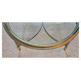 Vintage Oval Metal, Glass Topped Coffee Table