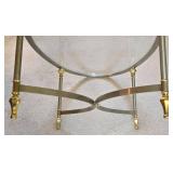 Vintage Oval Metal, Glass Topped Coffee Table