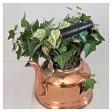 Faux Foliage Decor in Brass, Copper & Terra Cotta Planters