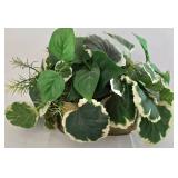 Faux Foliage Decor in Brass, Copper & Terra Cotta Planters