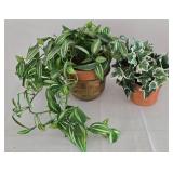 Faux Foliage Decor in Brass, Copper & Terra Cotta Planters