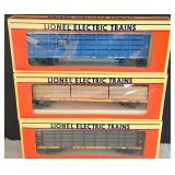Three  Lionel Electric Train Cars