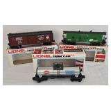 Three Lionel 0 & 027 Gauge Train Cars