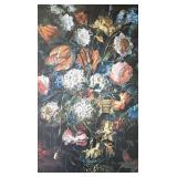 Large Framed Floral Print on Board