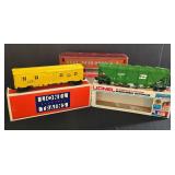 Three Lionel Electric Train Cars