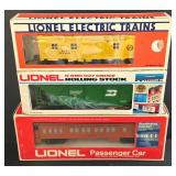 Three Lionel Electric Train Cars