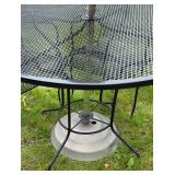 Black Metal Patio Table Set with Sun Umbrella