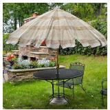 Black Metal Patio Table Set with Sun Umbrella