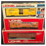 Trio of Lionel Electric Train Cars including Lionel Model 6-9872 Pacific Fruit Express Reefer
