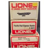 Trio of Lionel Electric Train Cars including Lionel Model 6-9872 Pacific Fruit Express Reefer