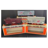 Three Lionel Electric Train Cars including Lionel Model 6-16264 Red Wing Shoes Box Car