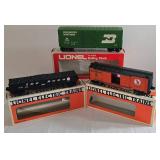 Three Electric Lionel Train Cars including Lionel Model 6-19401 Great Northern Gondola with Coal and More
