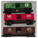 Electric Lionel Train Cars including Model 6-9755 Union Pacific Box Car