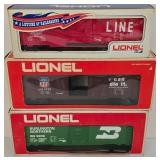 Electric Lionel Train Cars including Model 6-9755 Union Pacific Box Car