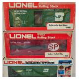 Electric Lionel Train Car Grouping including Model 6-9608 Rolling Stock Burlington Northern Hi-Cube Car