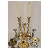 Diverse Brass & Silver Toned Candleholder Selection