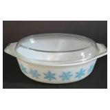 Vintage Pyrex Snowflake Covered Casserole, Pyrex Mixing Bowl, 2-Quart Pampered Chef Batter Bowl and More
