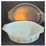 Vintage Pyrex Snowflake Covered Casserole, Pyrex Mixing Bowl, 2-Quart Pampered Chef Batter Bowl and More