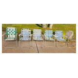 Six Webbed Folding Lawn Chairs + Extra Webbing Packages